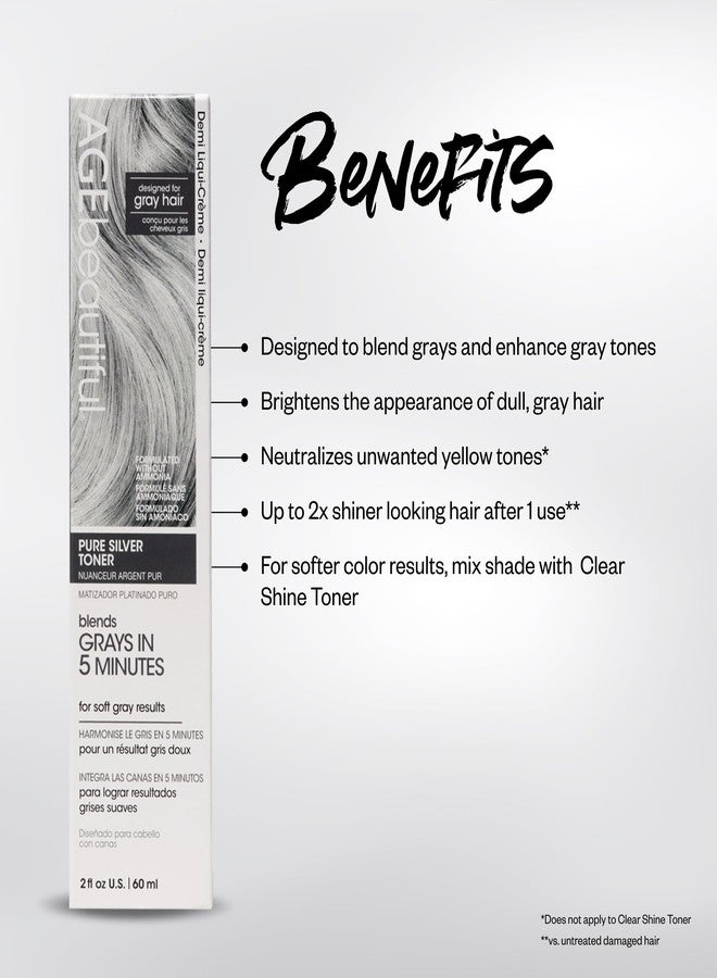 AGE beautiful Pure Silver Demi Liqui-Creme 5-Minute Toner | Blend & Enhance Gray Hair with Soft Gray Tones | Neutralize Yellow Tones | Professional Salon Color - Image 3